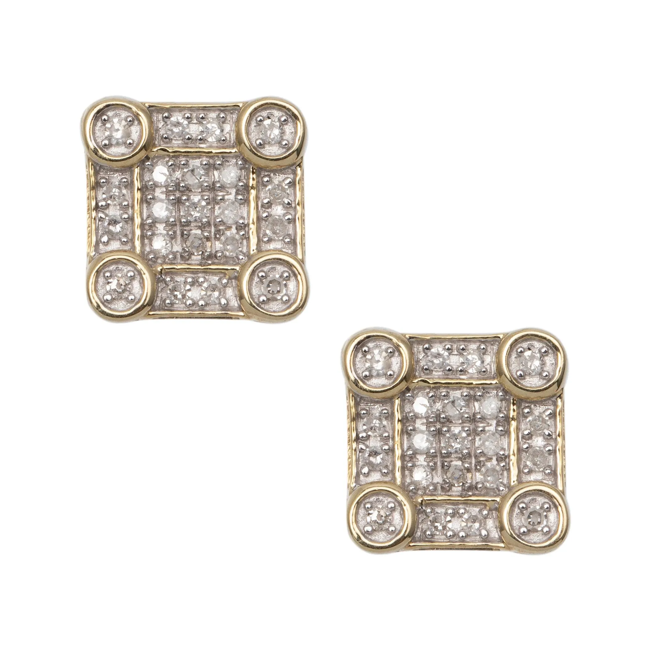 Women's Square Diamond Stud Earrings 0.23ct 10K Yellow Gold