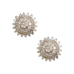 Women's Sunflower Design Micro-Pavé Diamond Stud Earrings 0.23ct 10K Yellow Gold