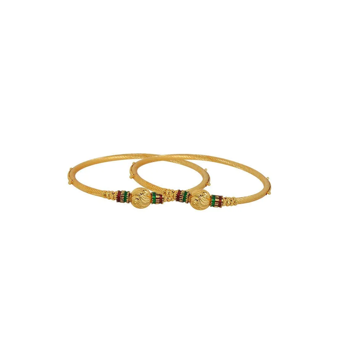 Yellow Chimes Of 2 PCS Exclusive Latest Meenakari Touch Traditional Bangles For Women And Girls (2.8)