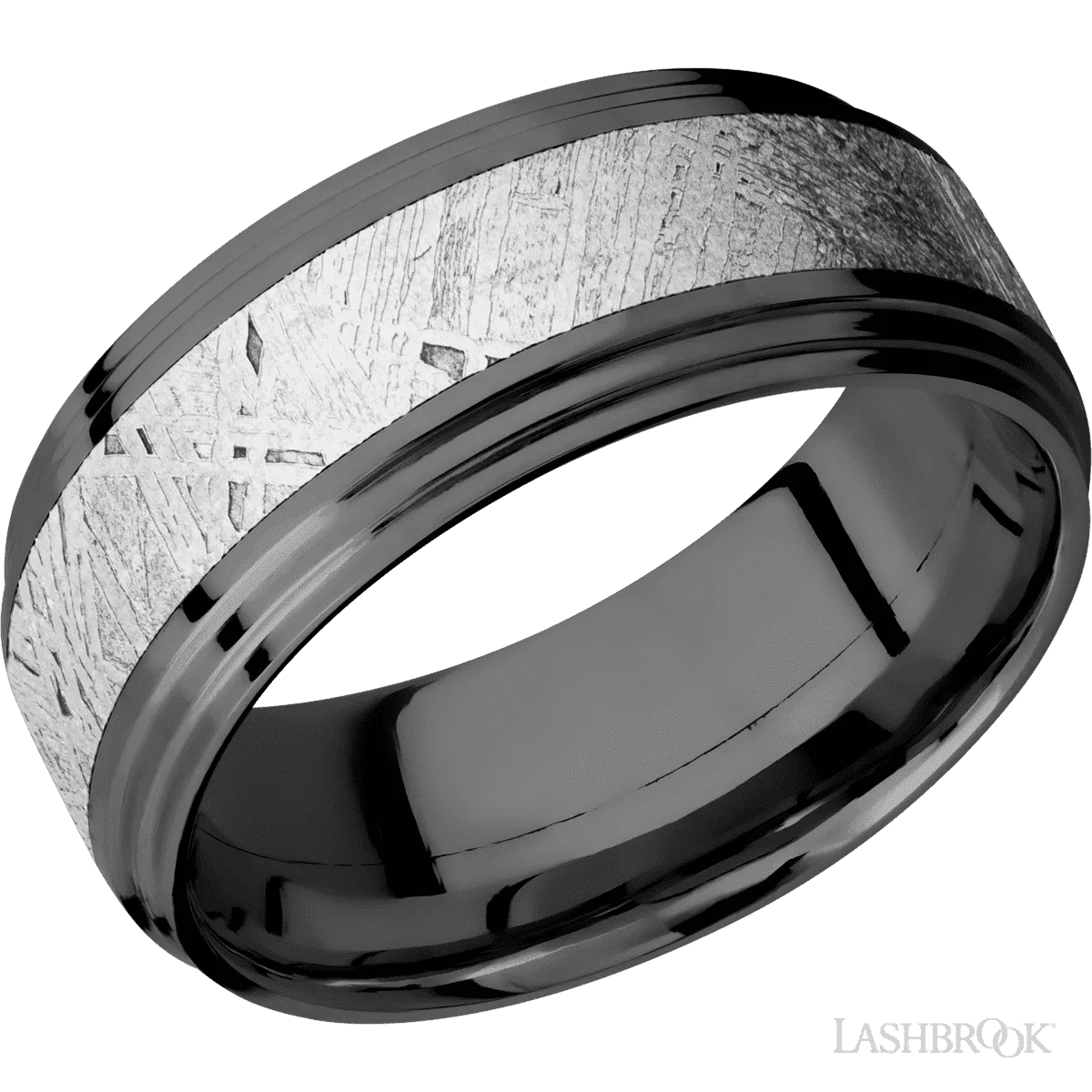 Zirconium with Polish Finish and Meteorite Inlay - 9MM