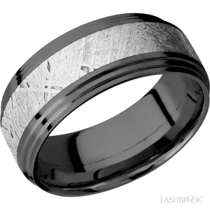 Zirconium with Polish Finish and Meteorite Inlay - 9MM