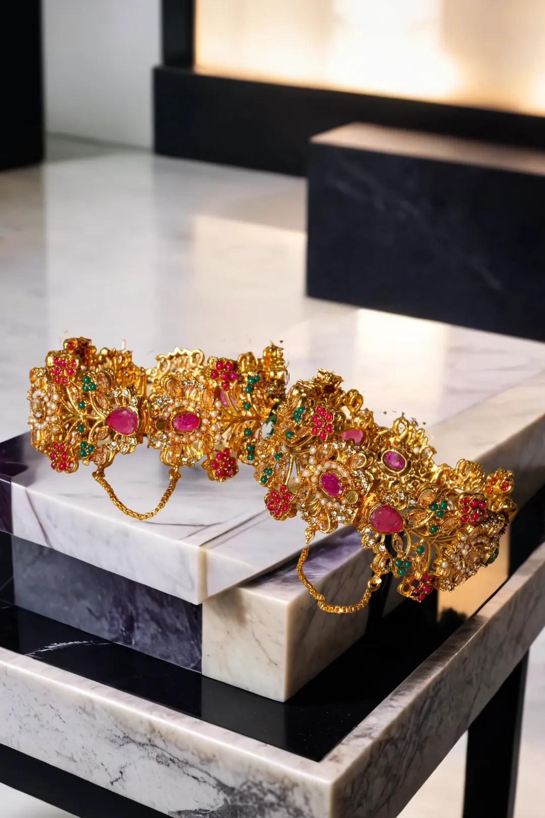 Ziya - Intricate Gold Plated Multicolor Bangles (Set of 2)